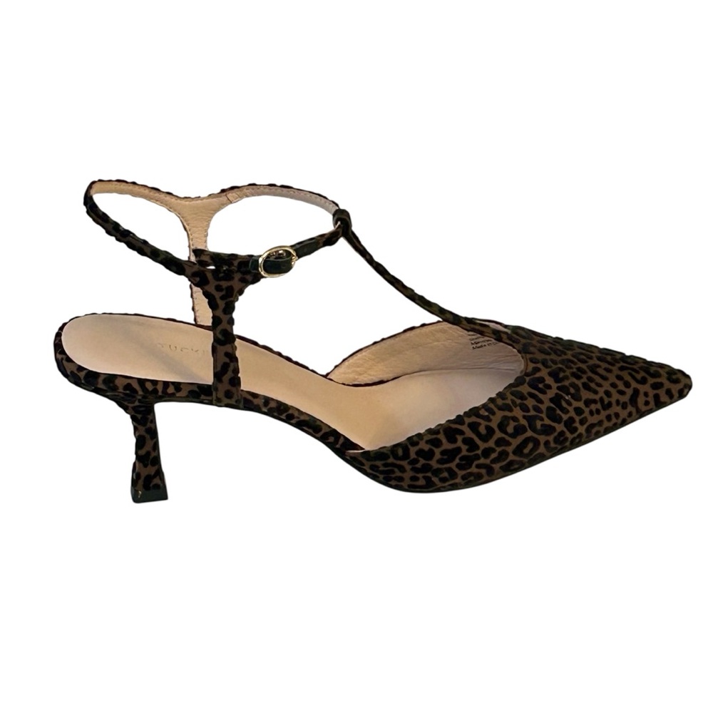 Tuckernuck Animal Print T-Strap Margot Heels Black Brown Party Classy Sz 10 - Picture 15 of 15